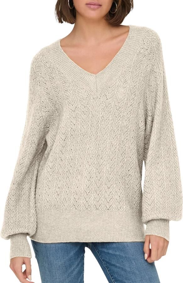 Only Lucilla Glitter V-neck Knitted Sweater Dames