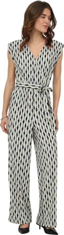 ONLY rechtvallende jumpsuit met ceintuur en print donkerblauw - Foto 3