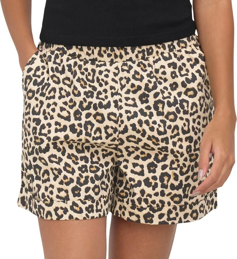 ONLY regular waist casual short met panterprint beige - Foto 5