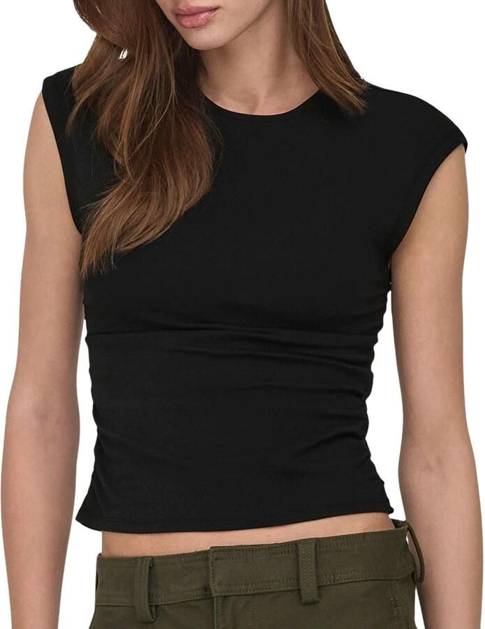 Only slim fit T-shirt van katoenmix model 'MIRA' - Foto 4