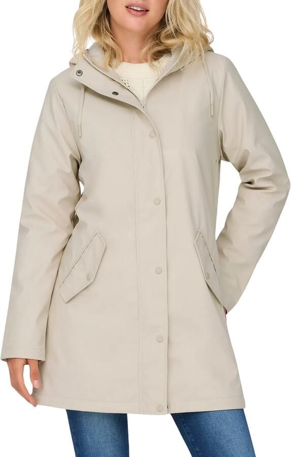 Only Stijlvolle regenjas haver wit teddy Beige Dames