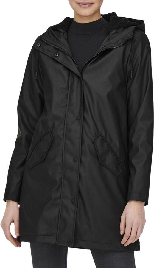 Only Functionele jas ONLSALLY RAINCOAT OTW NOOS met capuchon en voering van teddy-pluche - Foto 4