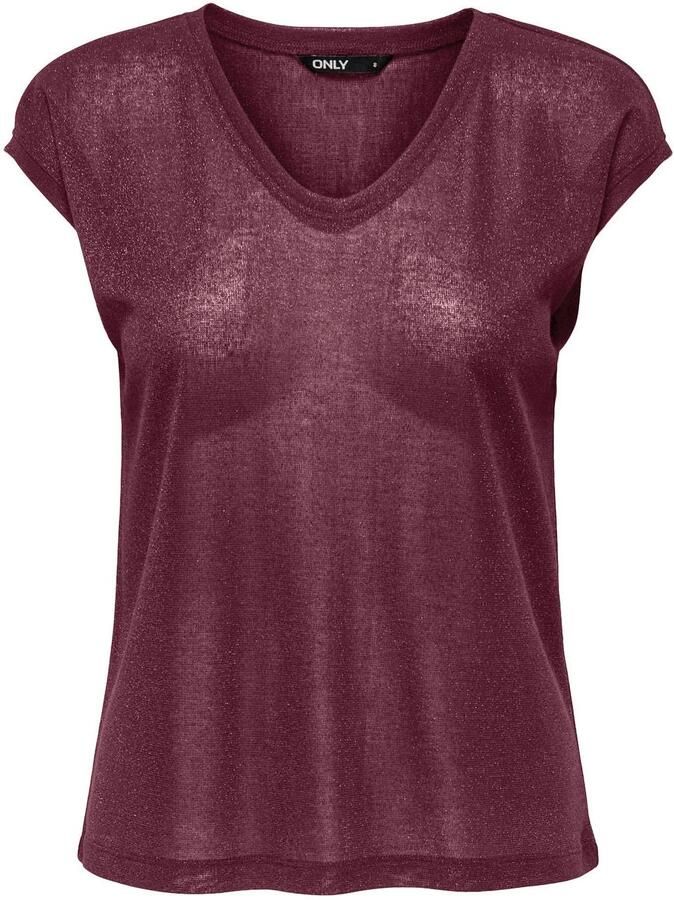 Only Shirt met korte mouwen ONLSILVERY S S V NECK LUREX TOP JRS NOOS