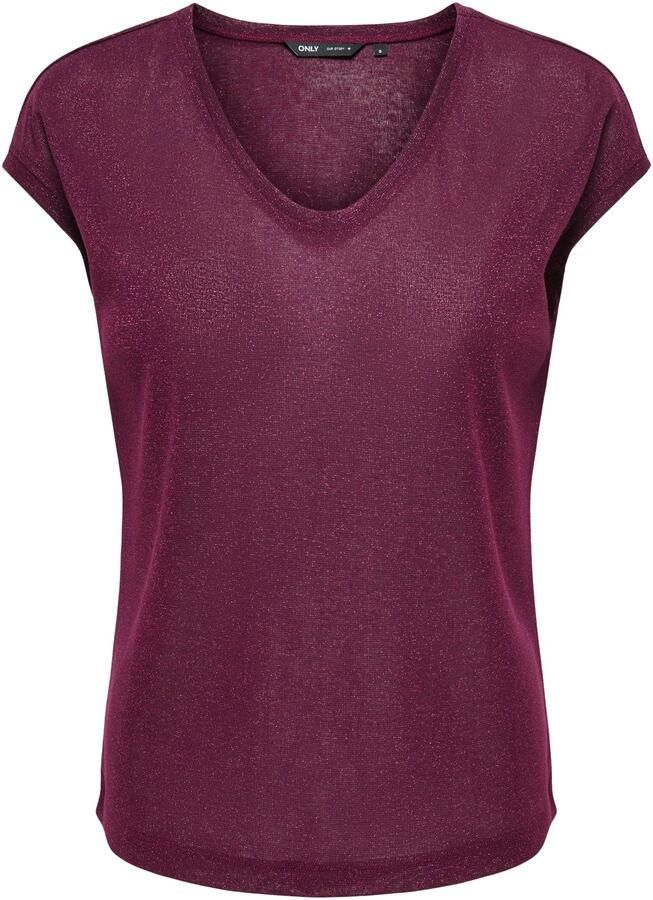 Only Silvery V-neck Loose Shirt Dames