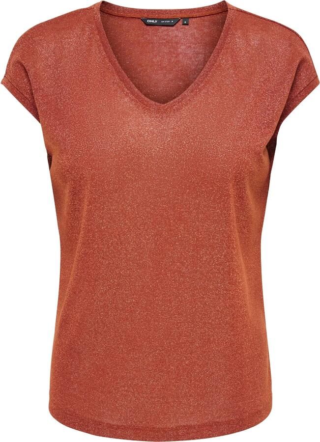 Only Silvery V-neck Loose Shirt Dames