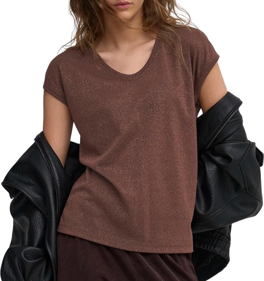 Only Silvery V-neck Loose Shirt Dames