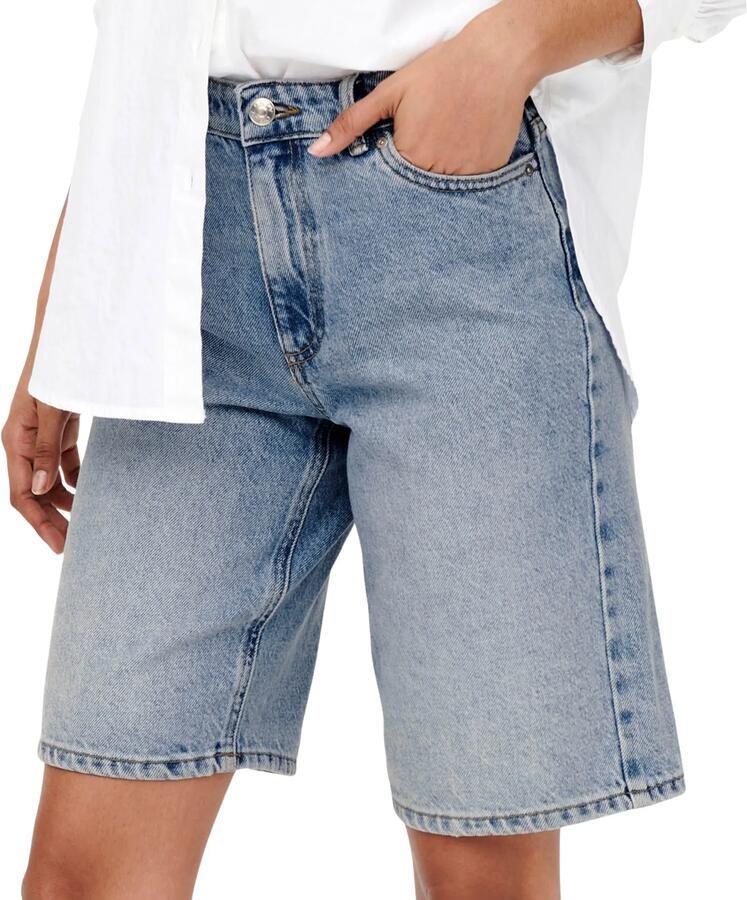 ONLY high waist wide leg bermuda jeans ONLSONNY light blue denim - Foto 4