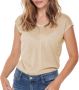 Only Dames-T-shirt Silvery manches courtes col V lurex Beige Dames - Thumbnail 3