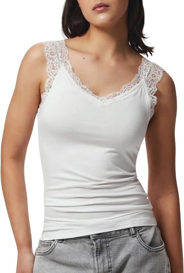 Pieces Slim fit tanktop van viscosemix model 'BARBERA LACE' - Foto 4