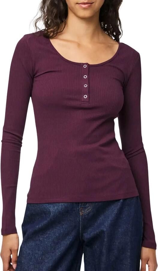 Pieces Slim fit shirt met lange mouwen van katoenmix model 'KITTE' - Foto 4