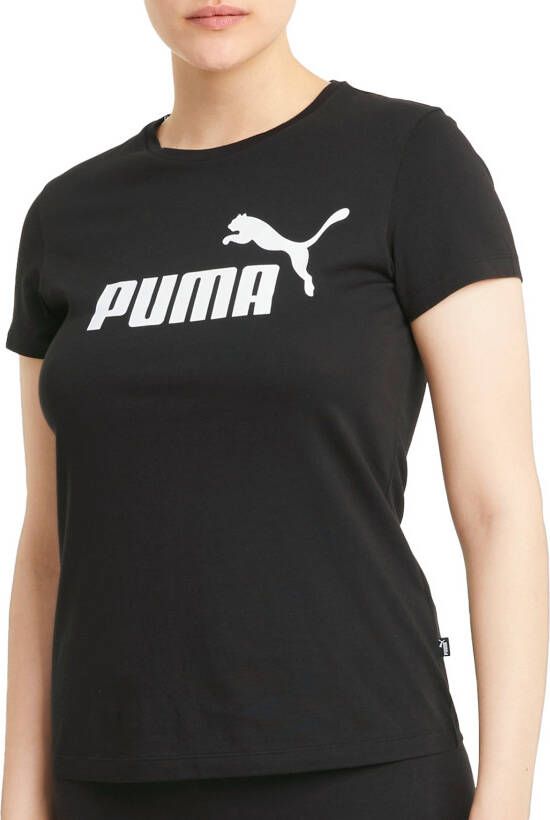 Puma Slim Fit Logo Print T-Shirt Black Dames