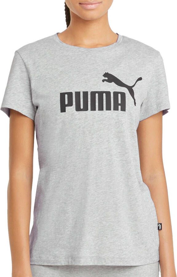 Puma Logo Korte Mouw Shirt Regular Fit Gray Dames