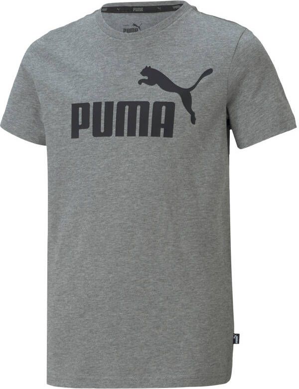Puma T-shirt grijs zwart Jongens Katoen Ronde hals Logo 152