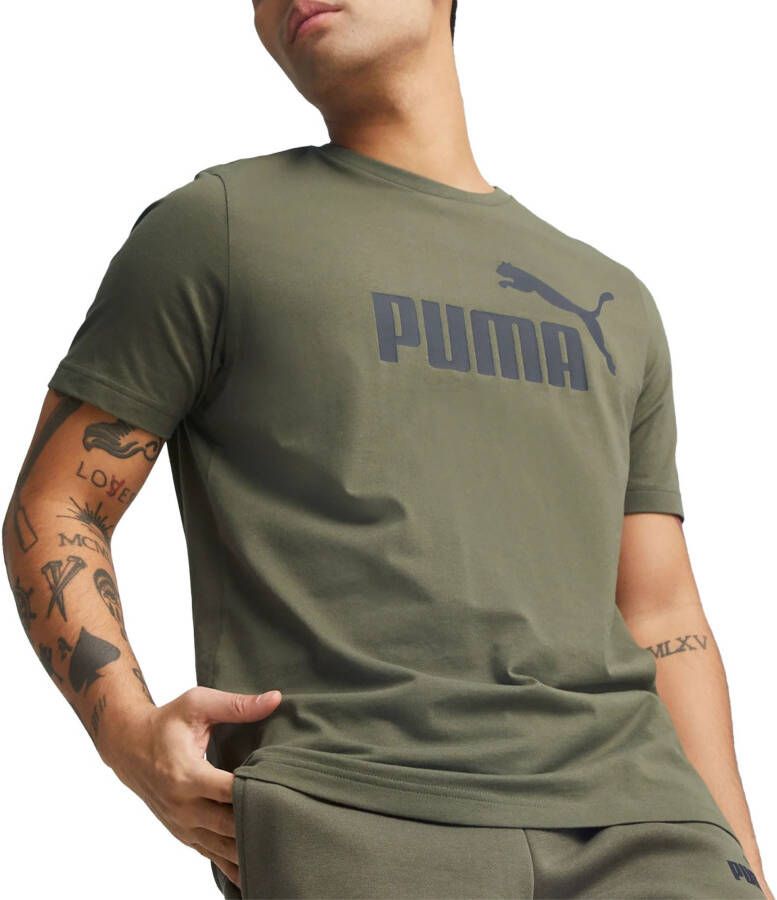 Puma Bedrukt Logo Katoenen T-Shirt Groen Heren
