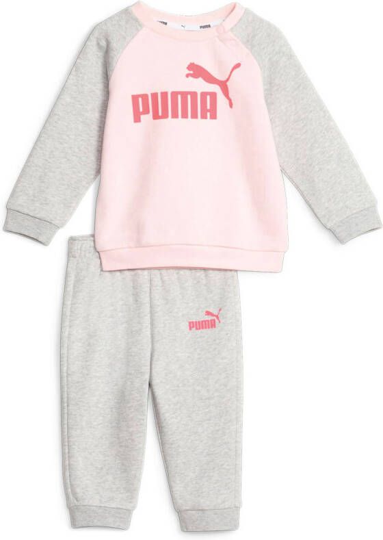 Puma joggingpak grijs roze Katoen Ronde hals Meerkleurig 104