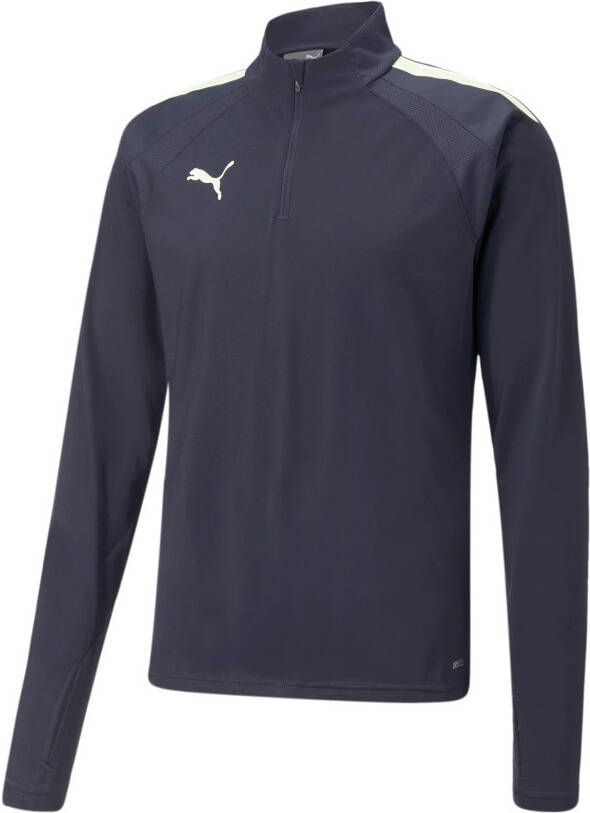 Puma teamliga 1 4 zip voetbaltop blauw geel heren