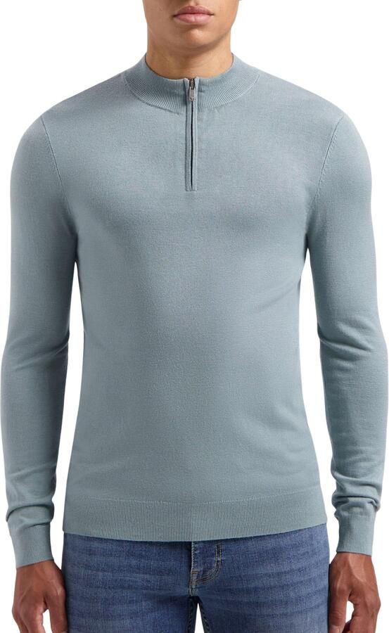 PURE PATH Heren Truien & Vesten Regular Fit Knitwear Halfzip803 Blauw - Foto 7