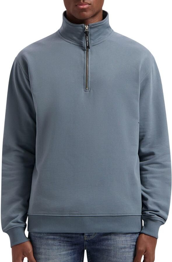 PURE PATH Heren Truien & Vesten Loose Fit Sweaters Halfzip319 Blauw