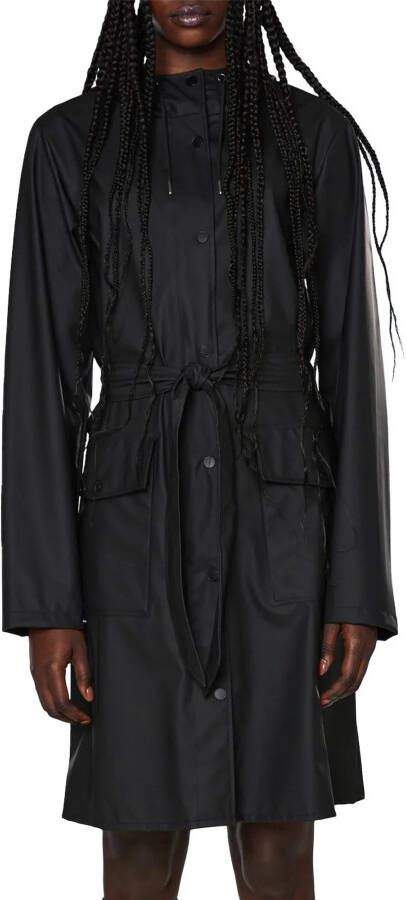 Rains Minimalistische Zwarte Curve Jas voor Dames Black Dames