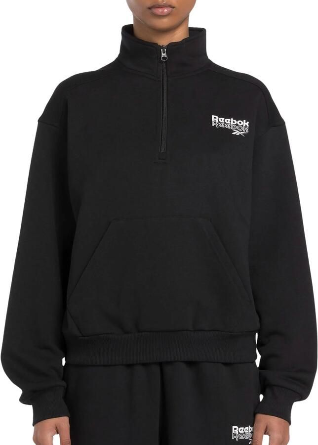 Reebok Kwart Zip Pullover Sweatshirt Black Dames