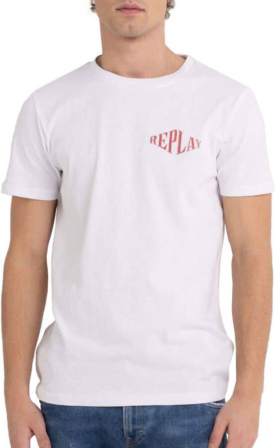 Replay Jersey Retro Print T-Shirt White Heren