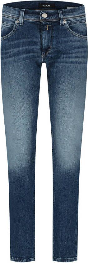 Replay slim fit jeans medium blue denim Blauw Effen 104