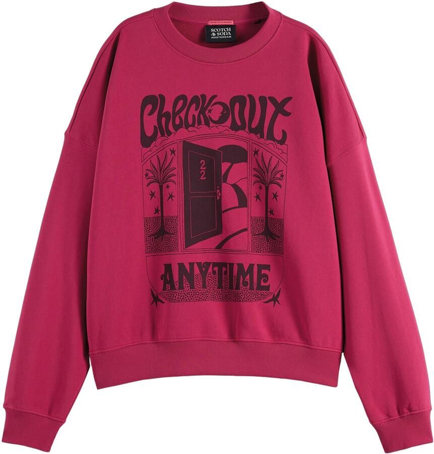 Scotch & Soda Boyfriend Fit Sweatshirt met Front Detail Pink Dames