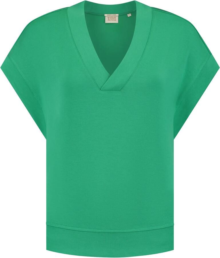 SCOTCH & SODA Dames Truien & Vesten V-neck Sleeveless Modal Sweatshirt Groen