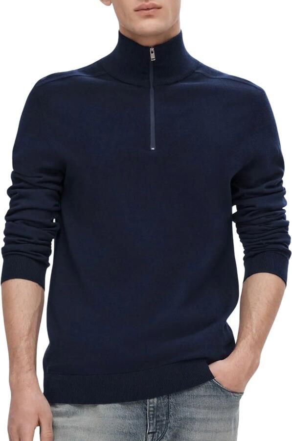 SELECTED MEN Heren Truien & Vesten Slhberg Half Zip Cardigan Noos Donkerblauw - Foto 13