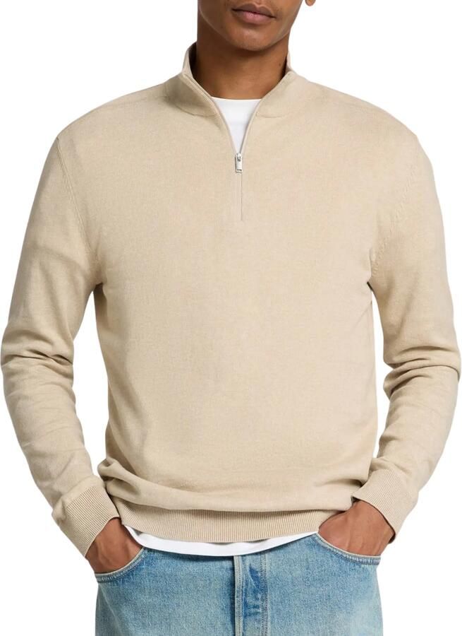 SELECTED HOMME Heren Truien & Vesten Slhberg Half Zip Cardigan Noos Beige