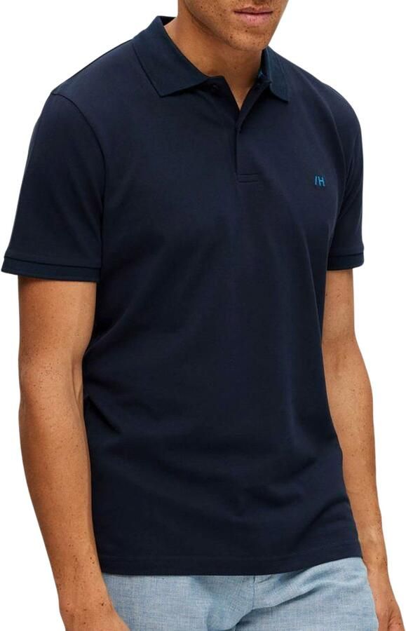 SELECTED HOMME regular fit polo SLHDANTE met logo donkerblauw