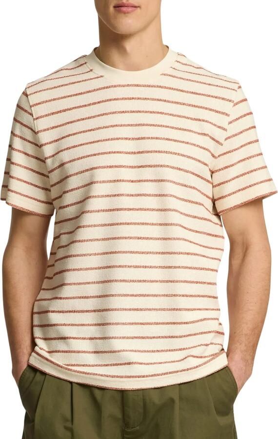 SELECTED HOMME Heren Polo's & T-shirts Slhdjango Stripe Ss O-neck Tee Ecru - Foto 7