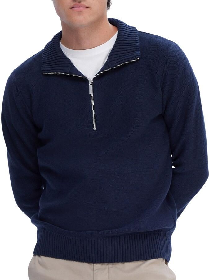 SELECTED HOMME Heren Truien & Vesten Slhaxel Ls Knit Half Zip Donkerblauw
