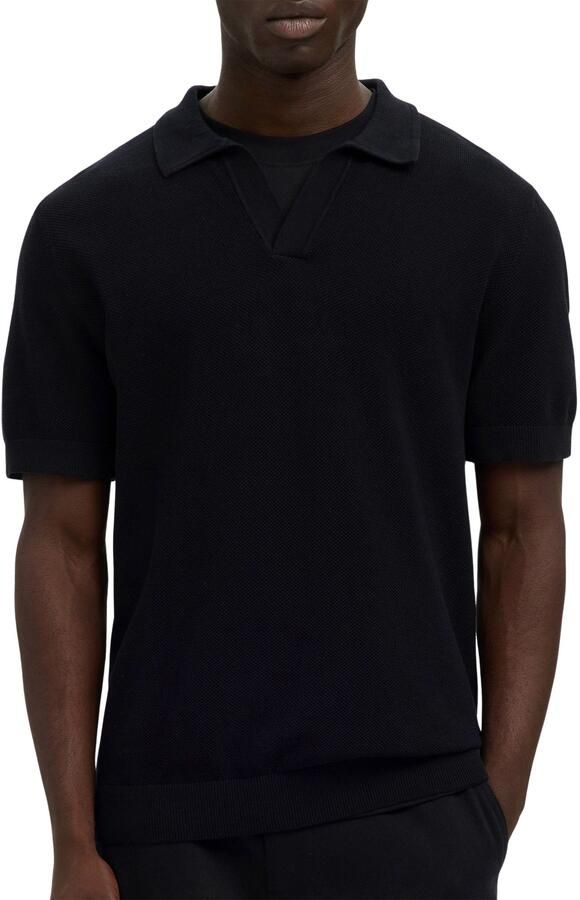 Selected Knit Structure Open Polo Heren