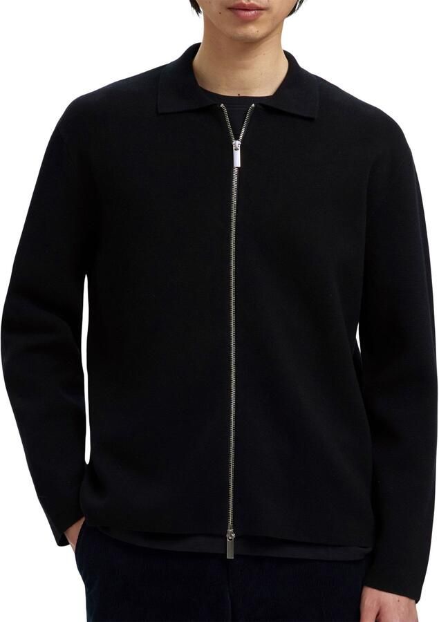 Selected Light Knit Full Zip Cardigan Vest Heren