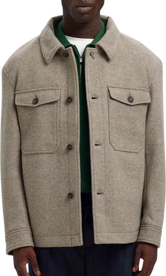 Selected Homme Regular fit wollen jack met platte kraag model 'MITCH'