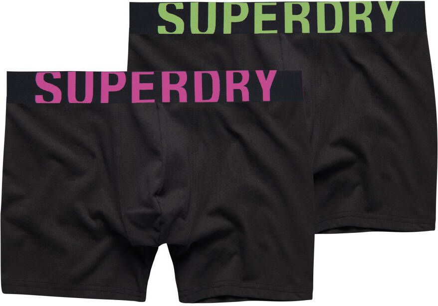 Superdry Boxershort met elastische band met logo in een set van 2 stuks