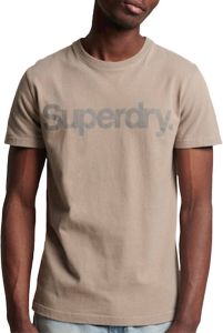 Superdry slim fit T-shirt met logo beige