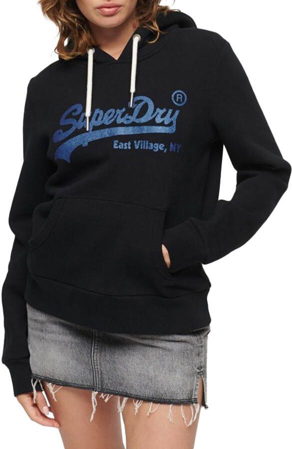 Superdry hoodie EMBELLISHED VL HOODIE met printopdruk zwart