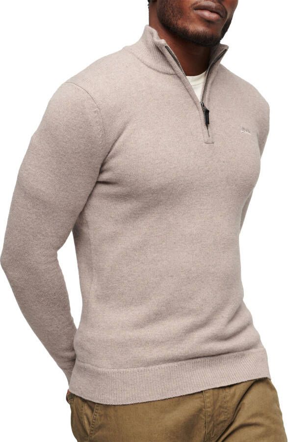 Superdry gebreide trui met wol en logo birch brown marl