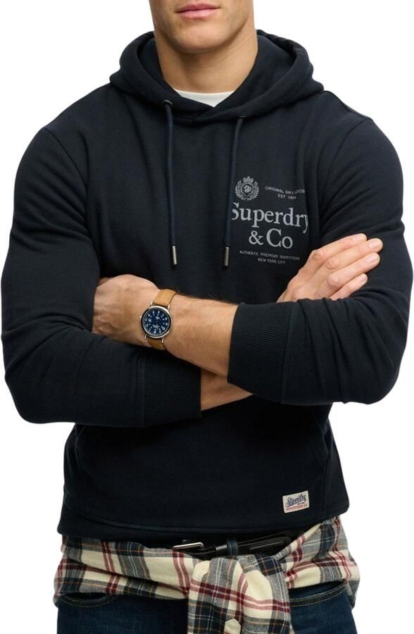 Superdry 1954 COMPANY RELAXED HOOD regular fit hoodie met logo donkerblauw - Foto 4