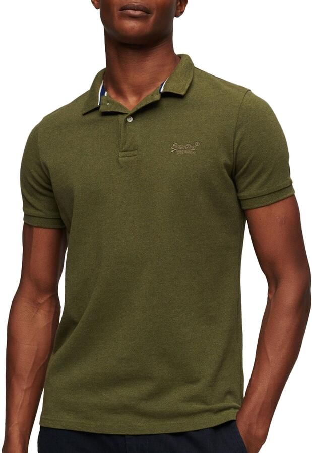 Superdry regular fit polo Classic Pique thrift olive marl - Foto 3
