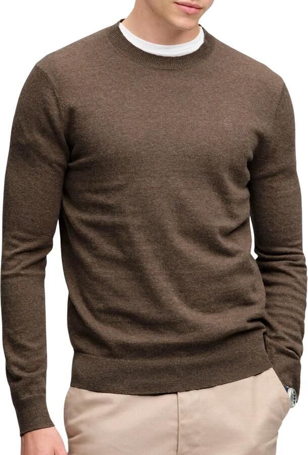 Superdry regular fit gebreide trui met wol biscuit brown marl - Foto 4