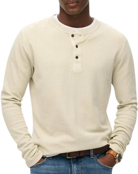 Superdry Shirt met lange mouwen WAFFLE LONG SLEEVE HENLEY TOP