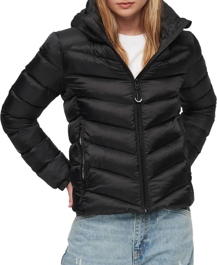 Superdry Gedrukte hoodie jas voor vrouwen Black Dames