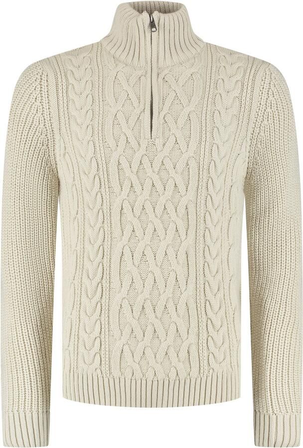 Superdry Sweater Half Zip Pullover Jacob Cable Ecru