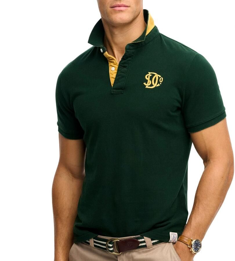 Superdry Polo Shirt Korte Mouw Polo Piqué Monogram Donkergroen