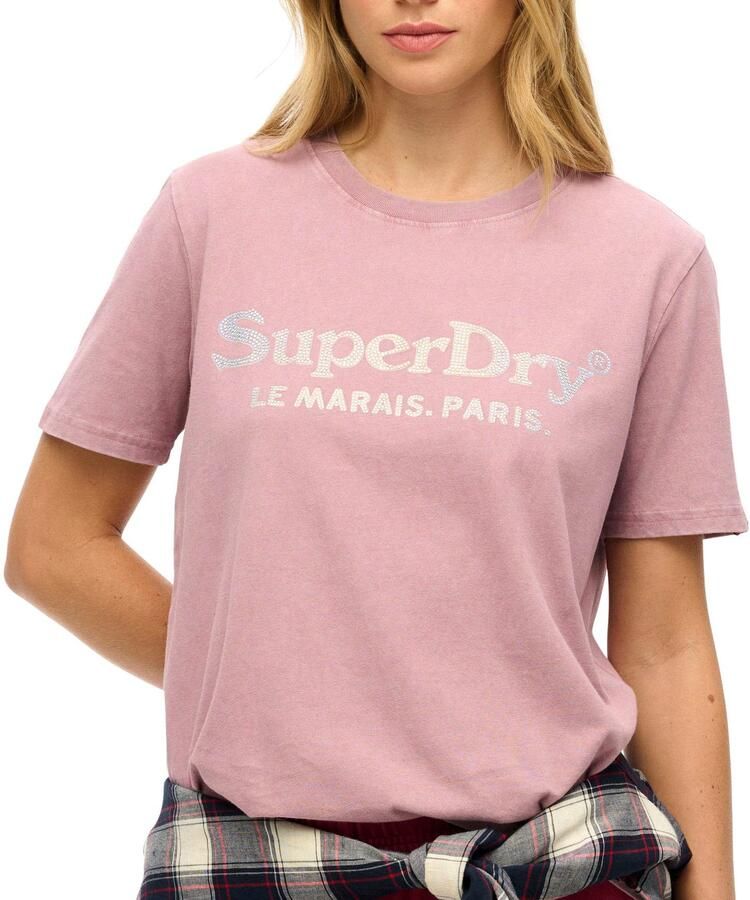 Superdry T-shirt Korte Mouw T-shirt décontracté métallisé femme Venue