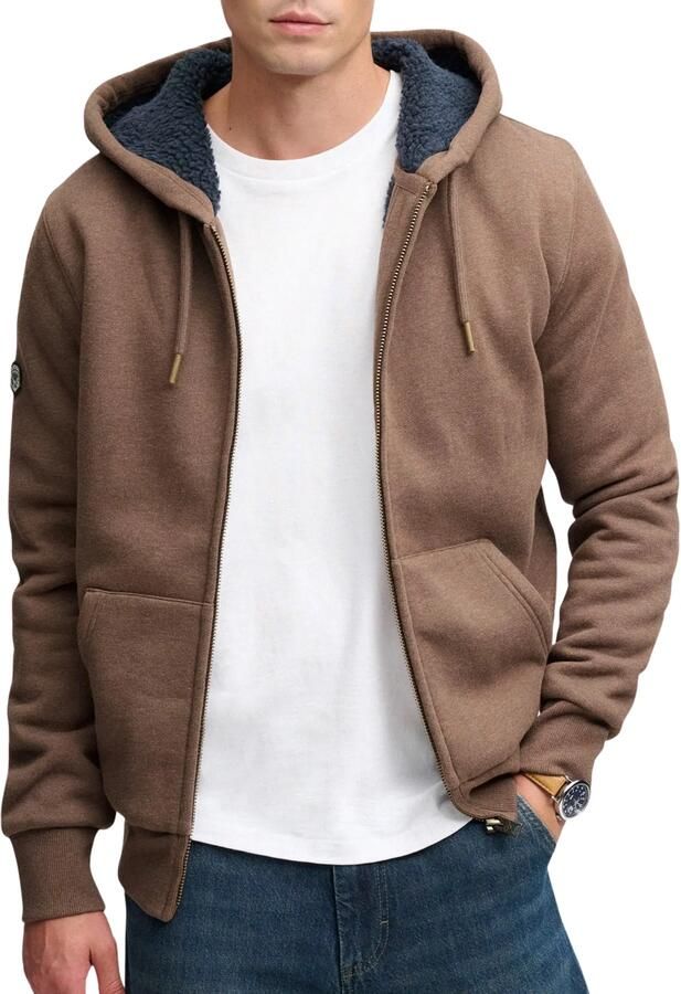 Superdry regular fit sweatvest met gedeelde kangoeroezak model 'Borg'