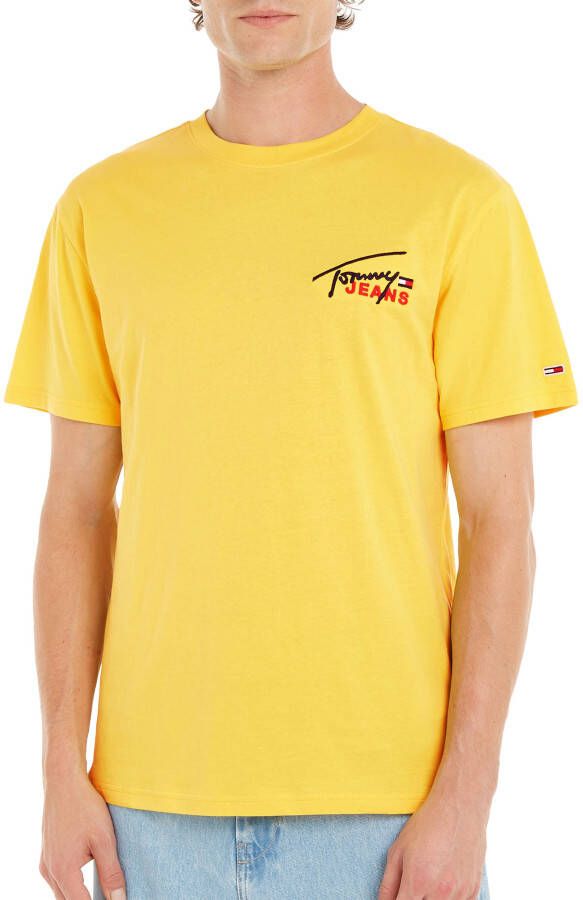 Tommy Jeans Heren Biologisch Katoenen Gele T-Shirt Yellow Heren